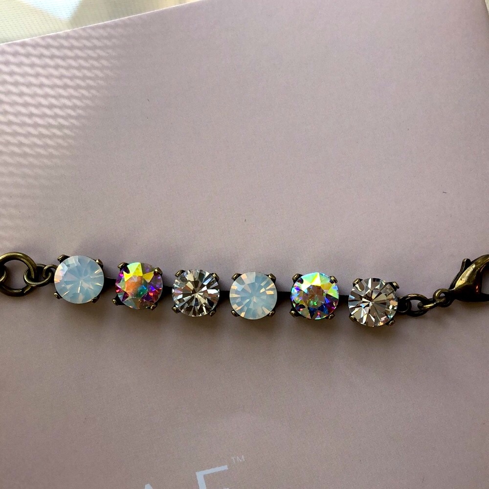 White Opal + Aurora Borealis Crystal Bracelet - Picture 9 of 16